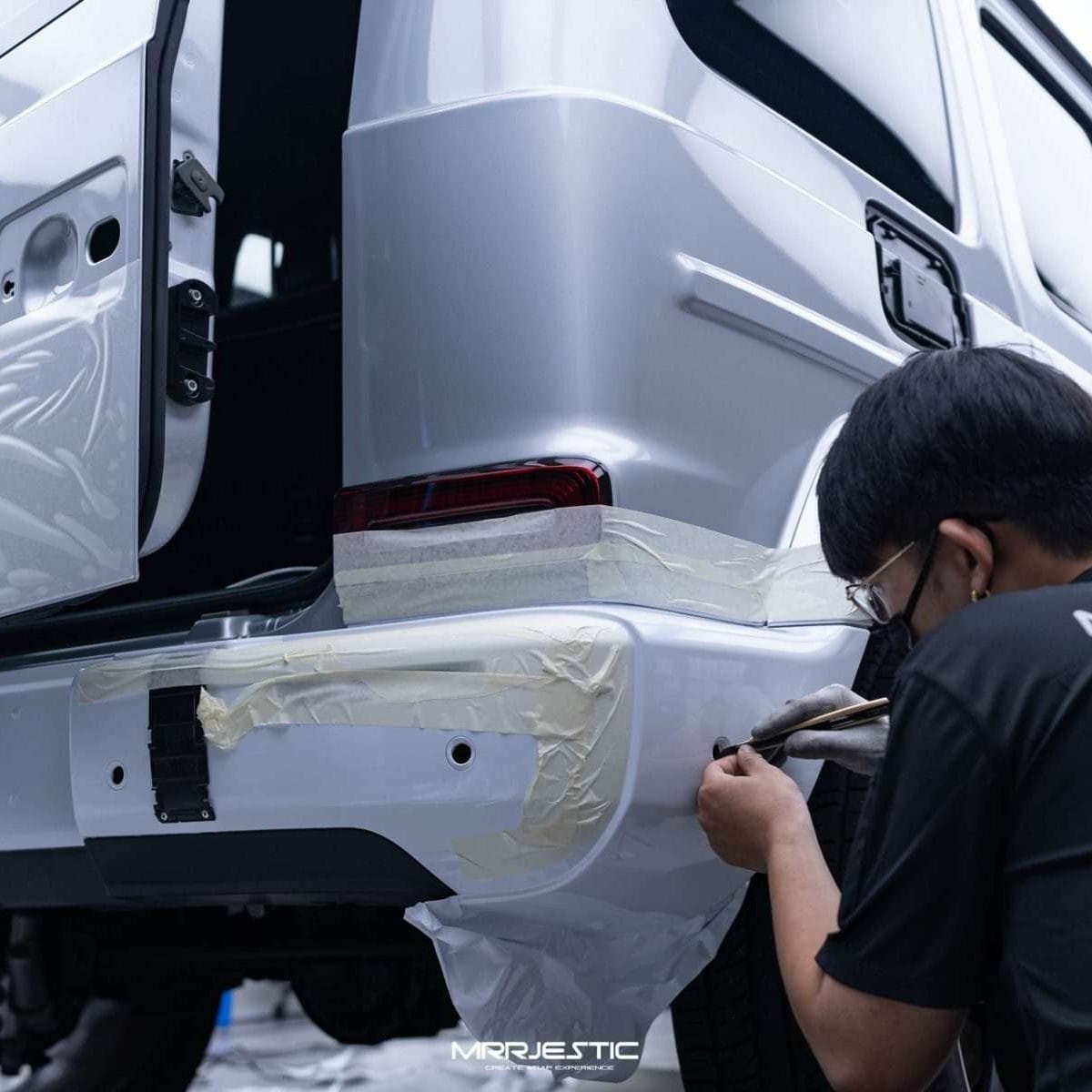 White car wrap done on Mercedes G63
